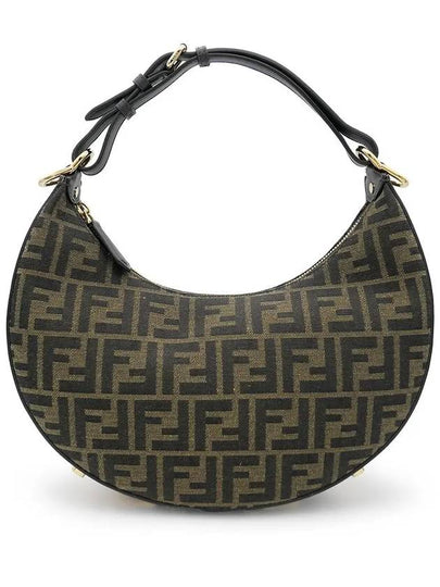 Fendigraphy FF Logo Small Fabric Hobo Shoulder Bag Brown - FENDI - BALAAN 2