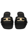 Gancini Ornament Flat Slide Black - SALVATORE FERRAGAMO - BALAAN 2