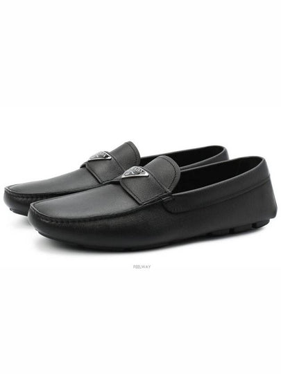 Triangle Logo Saffiano Driving Loafers Black - PRADA - BALAAN 2