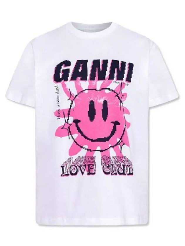 Love Club Short Sleeve T-Shirt Bright White - GANNI - BALAAN 1