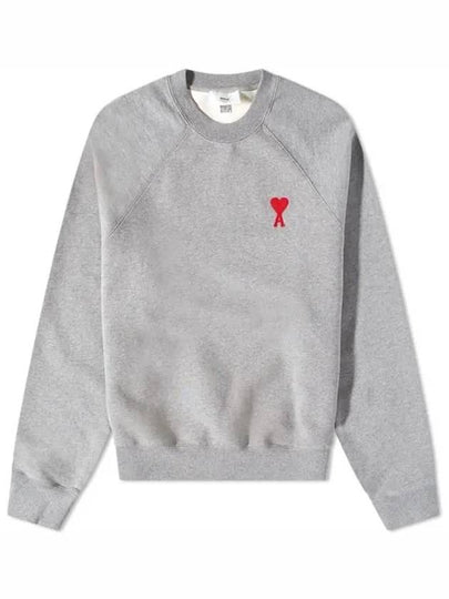 Cotton Heart Logo Sweatshirt Grey - AMI - BALAAN 2