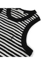 Logo Embroidered Striped Cotton Sleeveless White Black - SAINT LAURENT - BALAAN 6