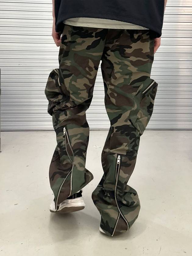 POCKET BACK ZIPPER NYLON WIDE BALLOON PANTS CAMO - PEACEOFMIND - BALAAN 2