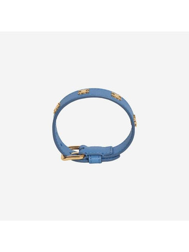 Triomphe Gold Finish Leather Bracelet Blue - CELINE - BALAAN 1