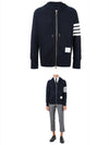 Engineered 4 Bar Diagonal Zip Up Hoodie Navy - THOM BROWNE - BALAAN 5