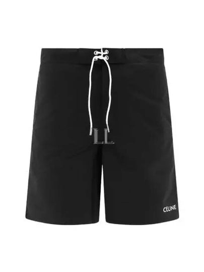 Logo Print Nylon Swimming Shorts Black - CELINE - BALAAN 2