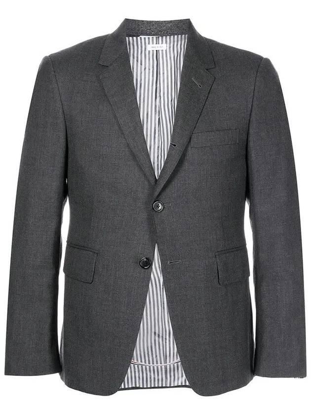 Super 120S Wool Twill Single Breasted Classic Jacket Dark Grey - THOM BROWNE - BALAAN 3