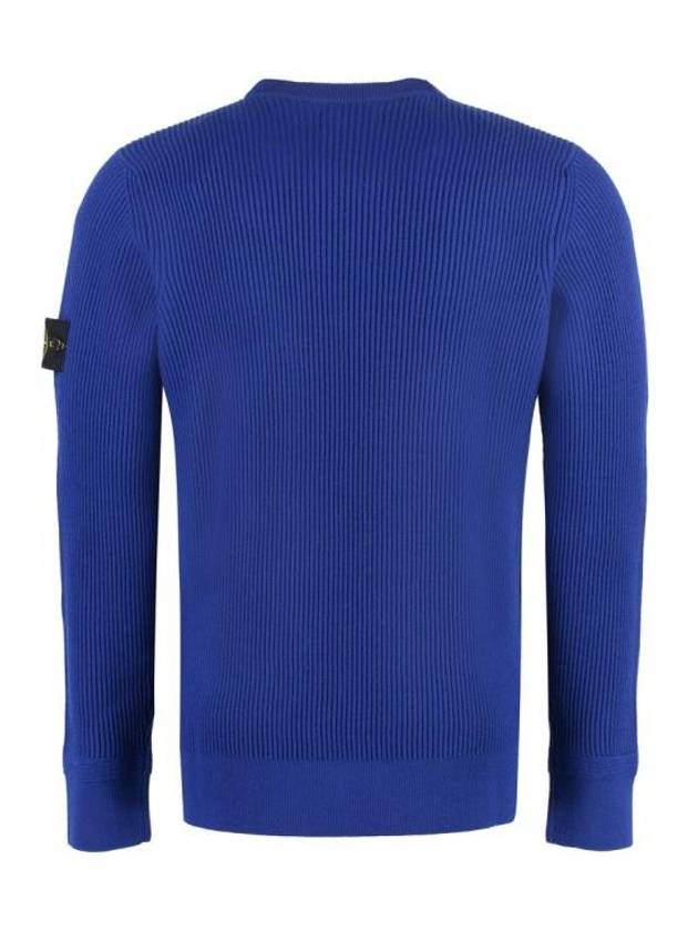 Crewneck Full Rib Wool Knit Top Blue - STONE ISLAND - BALAAN 3