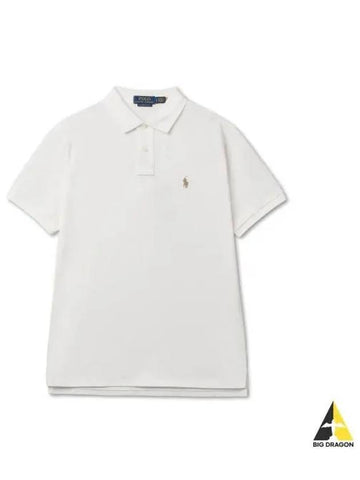 Custom Slim Fit Mesh Polo Shirt Natural - POLO RALPH LAUREN - BALAAN 1