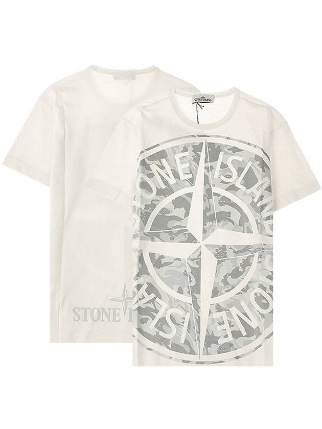 Men's Big Logo Camo Short Sleeve T-Shirt White - STONE ISLAND - BALAAN 2