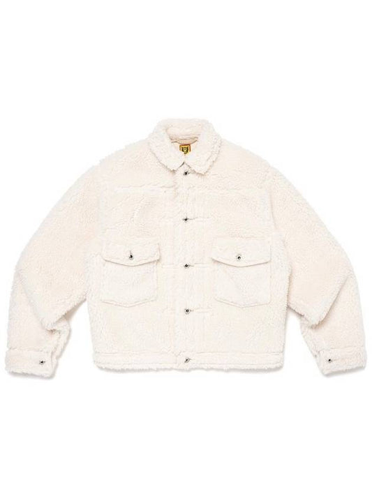 Wool Blended Boa Fleece White Work Jacket HM26JK034 - HUMAN MADE - BALAAN 1