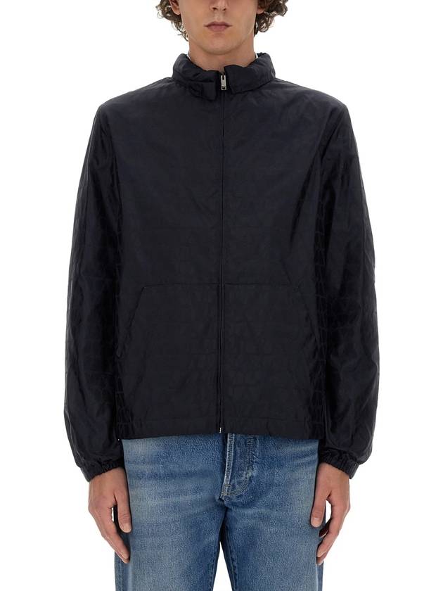 V Logo Nylon Windbreaker Navy - VALENTINO - BALAAN 2