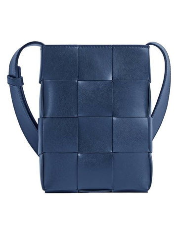 Cassette Intrecciato Mini Cross Bag Navy - BOTTEGA VENETA - BALAAN 1