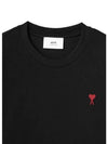 Chain Stitch Heart Logo Long Sleeve T-Shirt Black - AMI - BALAAN 4