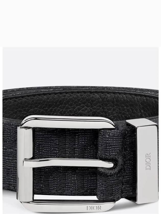 Logo Jacquard Leather Belt Black - DIOR - BALAAN 5