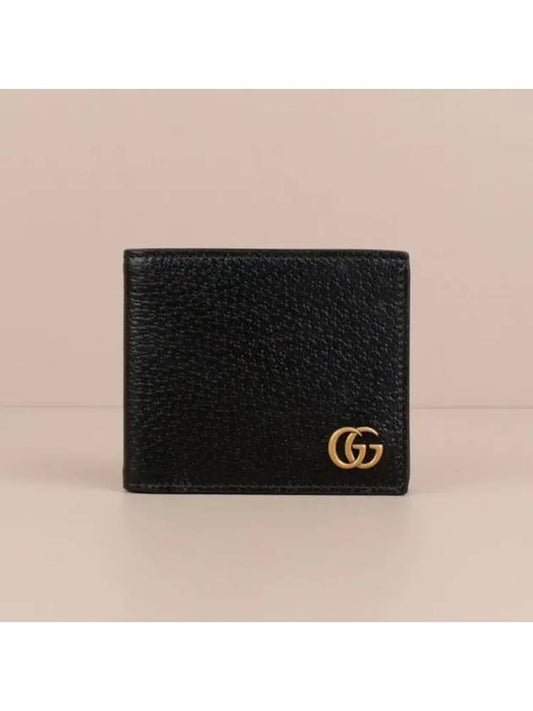 GG Marmont Leather Bi Fold Wallet Black Gold - GUCCI - BALAAN 2