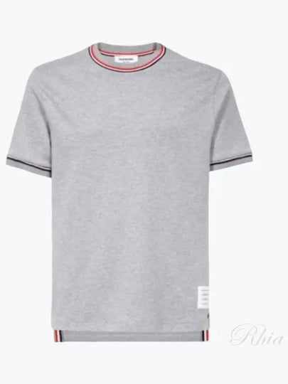 RWB Trimmed Cotton Short Sleeve T-Shirt Grey - THOM BROWNE - BALAAN 2