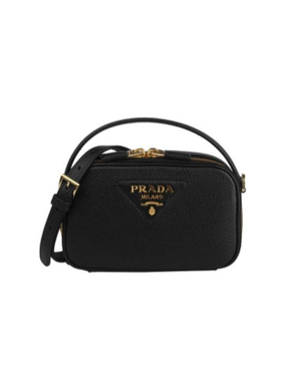 Logo Odette Leather Mini Shoulder Bag Black - PRADA - BALAAN 2