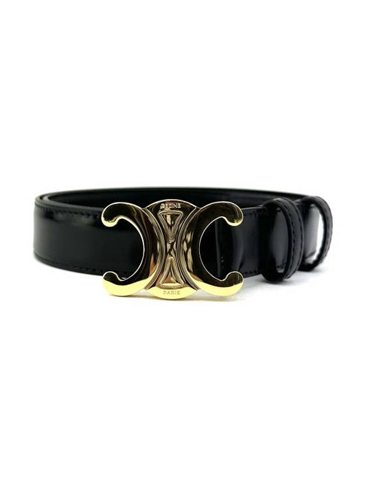 Triomphe Taurillon Medium Leather Belt Black - CELINE - BALAAN 2