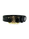 Triomphe Taurillon Medium Leather Belt Black - CELINE - BALAAN 2