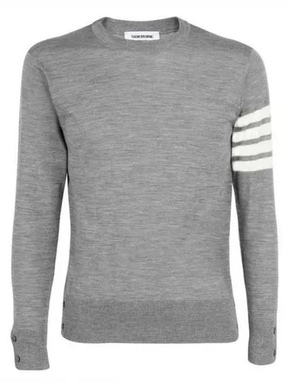 4 Bar Armband Classic Merino Wool Knit Top Light Grey - THOM BROWNE - BALAAN 2