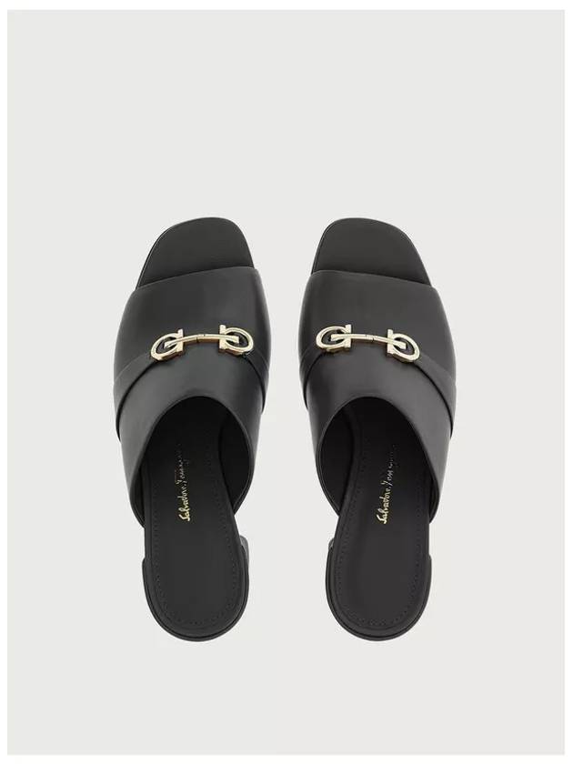 Gancini Ornament Sandal Heels Black - SALVATORE FERRAGAMO - BALAAN 3