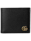 GG Marmont Leather Bi Fold Wallet Black Gold - GUCCI - BALAAN 2