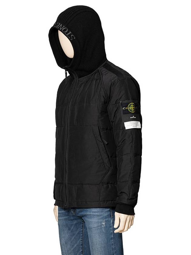 Wappen Patch Quilted Cupro Cotton Zip Up Hoodie Black - STONE ISLAND - BALAAN 3