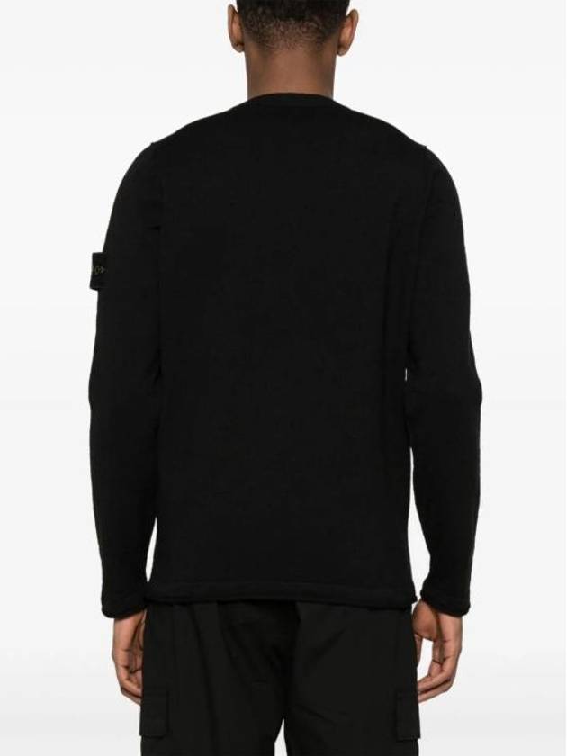 Compass Badge Ribbed Cotton Knit Top Black - STONE ISLAND - BALAAN 6