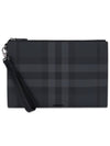 Check Large Zip Pouch Clutch Bag Charcoal - BURBERRY - BALAAN 2