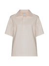 Women's Knotted Cotton Twill Polo Shirt Beige - BOTTEGA VENETA - BALAAN 1