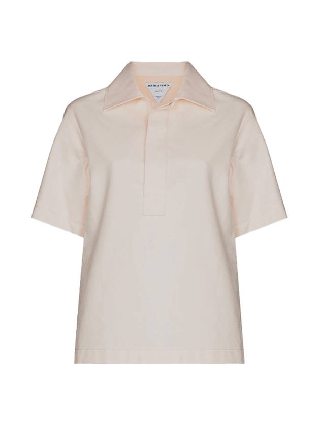 Women's Knotted Cotton Twill Polo Shirt Beige - BOTTEGA VENETA - BALAAN 1