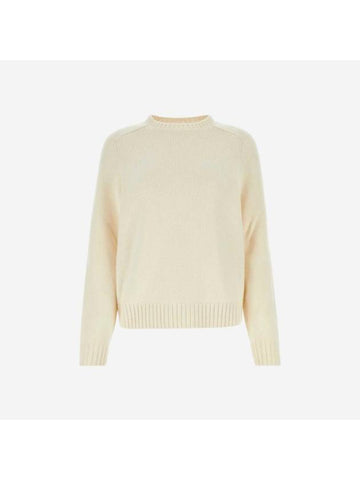 Parksville Baby Cashmere Crew Neck Knit Top White Titanium - LORO PIANA - BALAAN 1