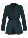 Belted Wool Blazer Jacket Green - BOTTEGA VENETA - BALAAN 2