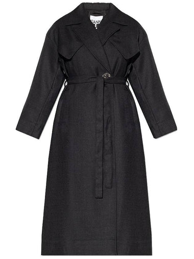 Oversized Trench Coat Black - GANNI - BALAAN 1