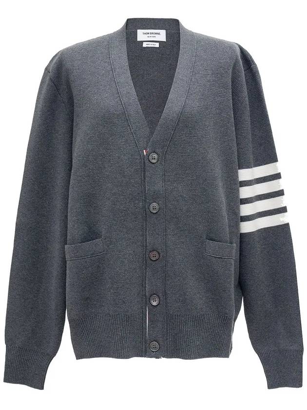 Milano Stitch 4-Bar Cardigan Medium Grey - THOM BROWNE - BALAAN 2