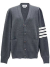 Milano Stitch 4-Bar Cardigan Medium Grey - THOM BROWNE - BALAAN 3