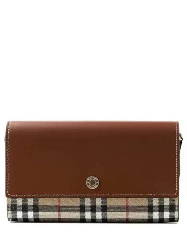 Vintage Check Leather Long Wallet Brown - BURBERRY - BALAAN 2