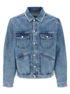 Jango Embroidered Logo Denim Jacket Blue - ISABEL MARANT - BALAAN 2