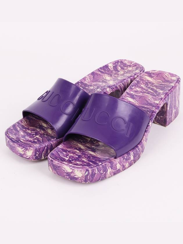 Logo Marble Sole Purple Women s Slides 700989 - GUCCI - BALAAN 1