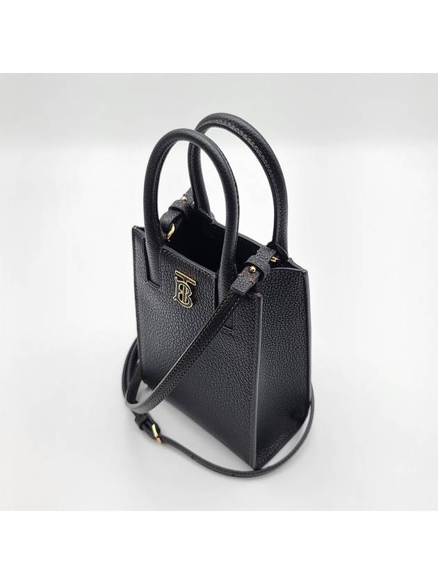 Frances Grainy Leather Mini Tote Bag Black - BURBERRY - BALAAN 6