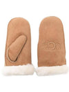 Embroidery Logo Shearling Gloves Chestnut - UGG - BALAAN 1