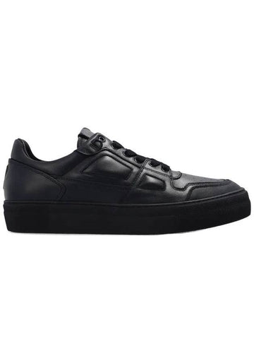 Heart Logo Patch Leather Low Top Sneakers Black - AMI - BALAAN 1