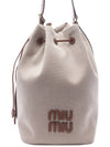 Logo Canvas Leather Bucket Bag Beige Brandy - MIU MIU - BALAAN 2