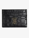 TB Logo Embossed Leather Card Wallet Black - BURBERRY - BALAAN 2