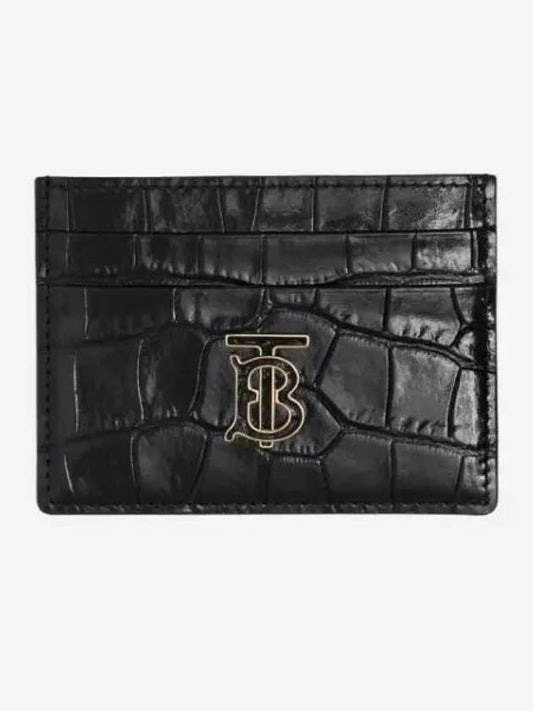 TB Logo Embossed Leather Card Wallet Black - BURBERRY - BALAAN 2