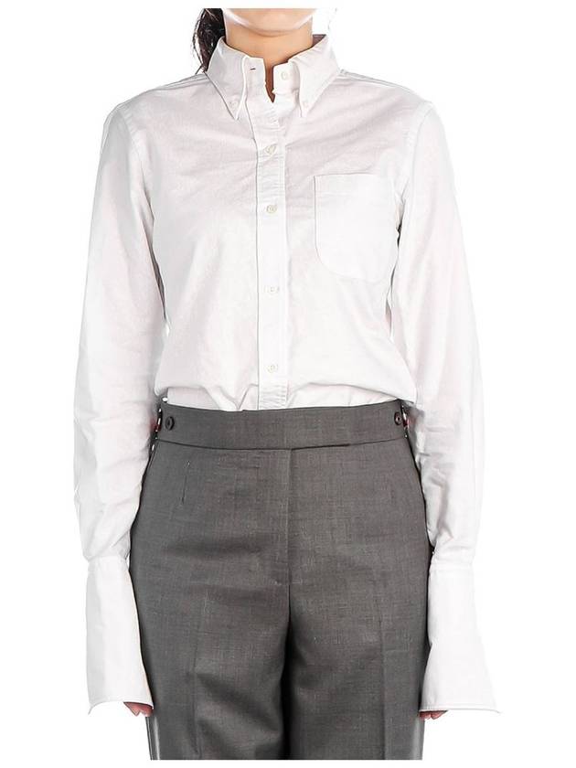 Women's Solid Oxford Striped French Cuff Shirt White - THOM BROWNE - BALAAN 2