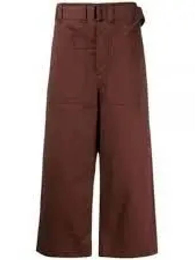 Belted Pocket Crop Pants  Brown - LEMAIRE - BALAAN 2