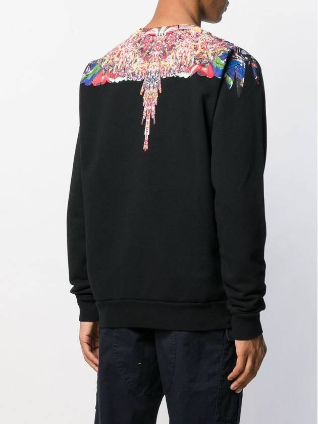 Men's Wings Print Round Sweatshirt Black - MARCELO BURLON - BALAAN 6