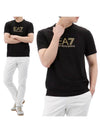 EA7 Gold Label Crew Neck Short Sleeve T-Shirt Black - EMPORIO ARMANI - BALAAN 2